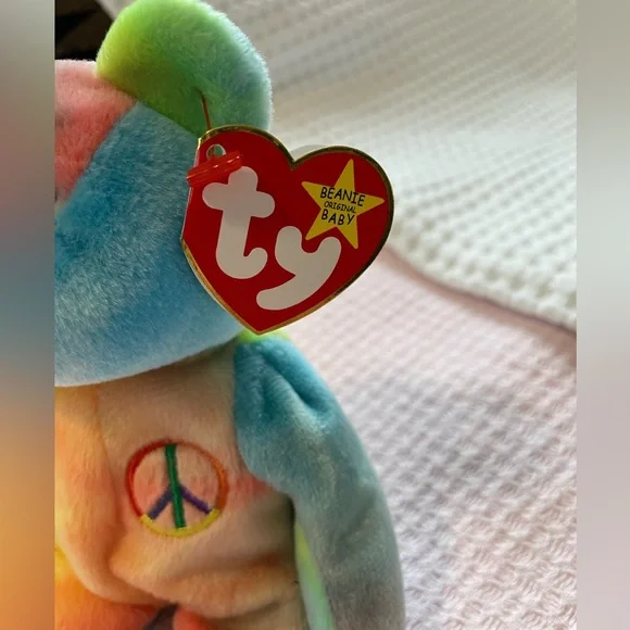 Vintage 1996 Ty Original Beanie Baby. Peace The Tye-Dye Bear. - Picture 2 of 4